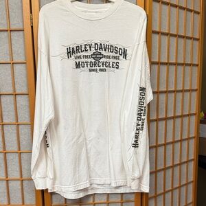 Harley-Davidson White Long-Sleeve Logo Tee with Black Print